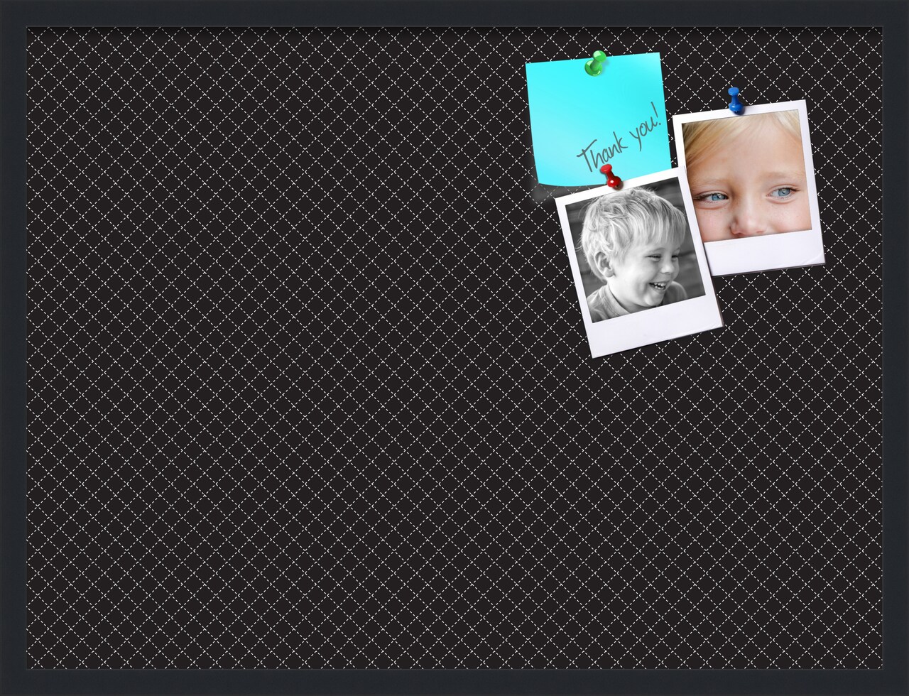 PinPix Custom Bulletin Board Black Diamond Poster Board Has a Fabric Style Canvas Finish, Framed in Satin Black, by ArtToFrames (PinPix-120)